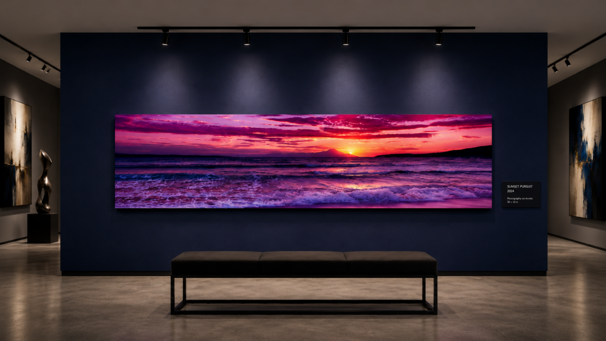 large photo print hanging on art gallery wall